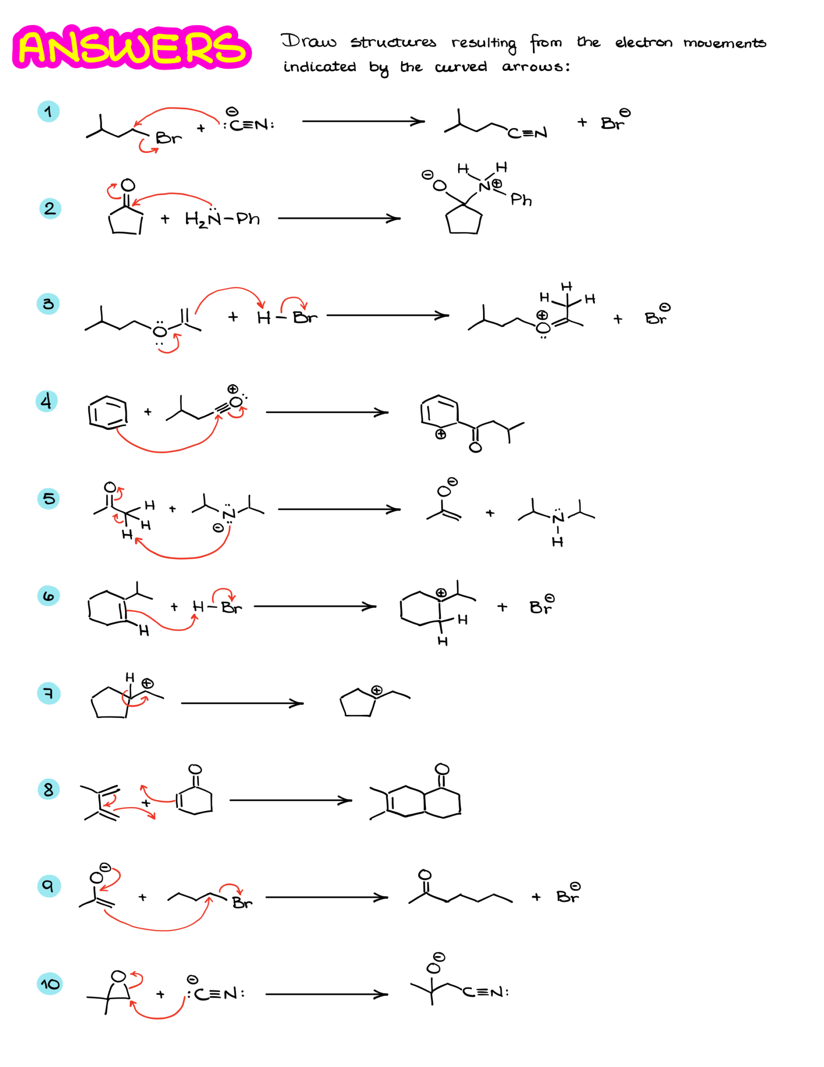 Curved Arrows Answers Organic Chemistry Tutor