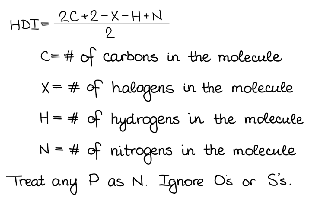 Hdi Formula Organic Chemistry