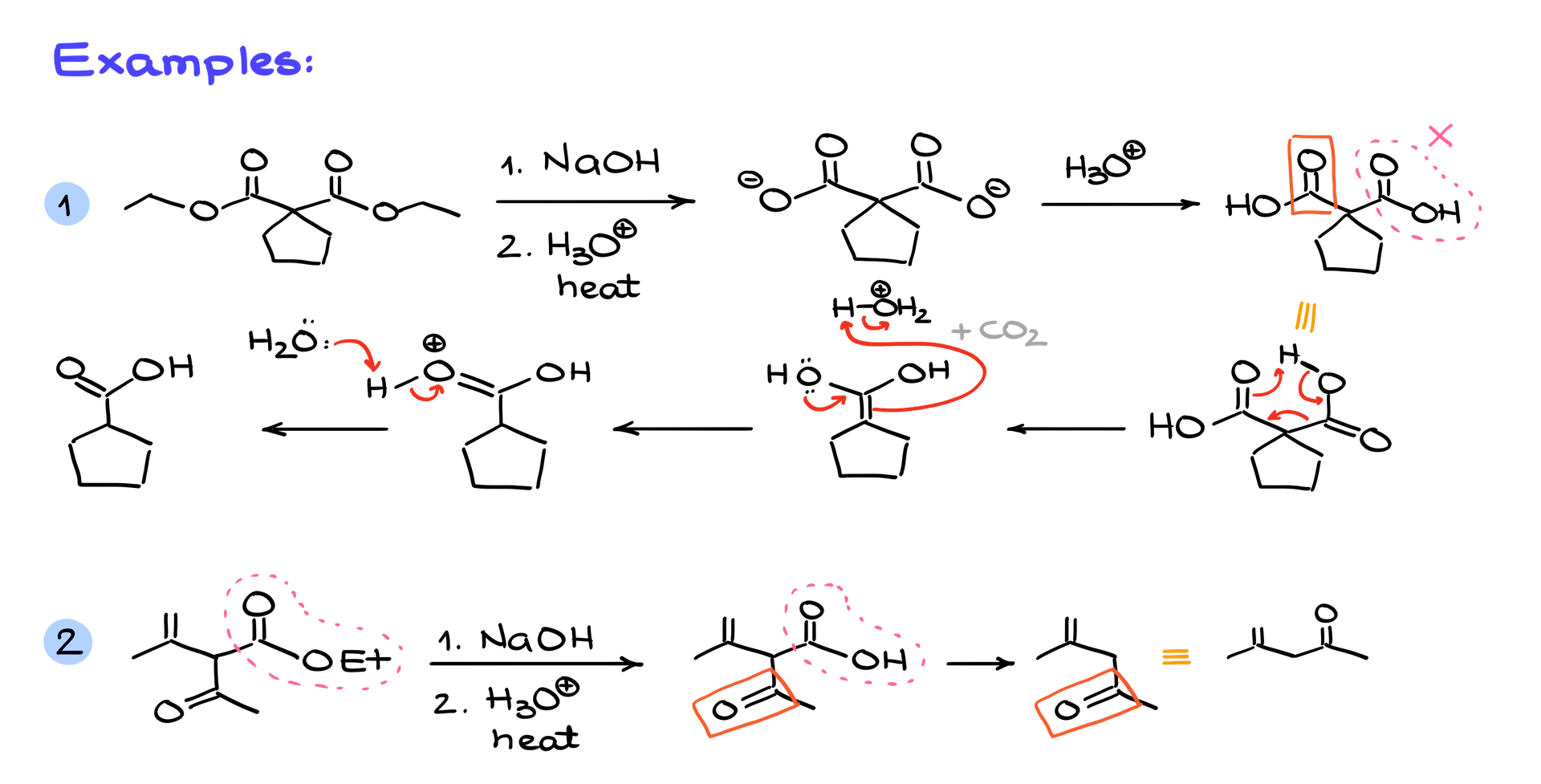 examples of decarboxylation reactions