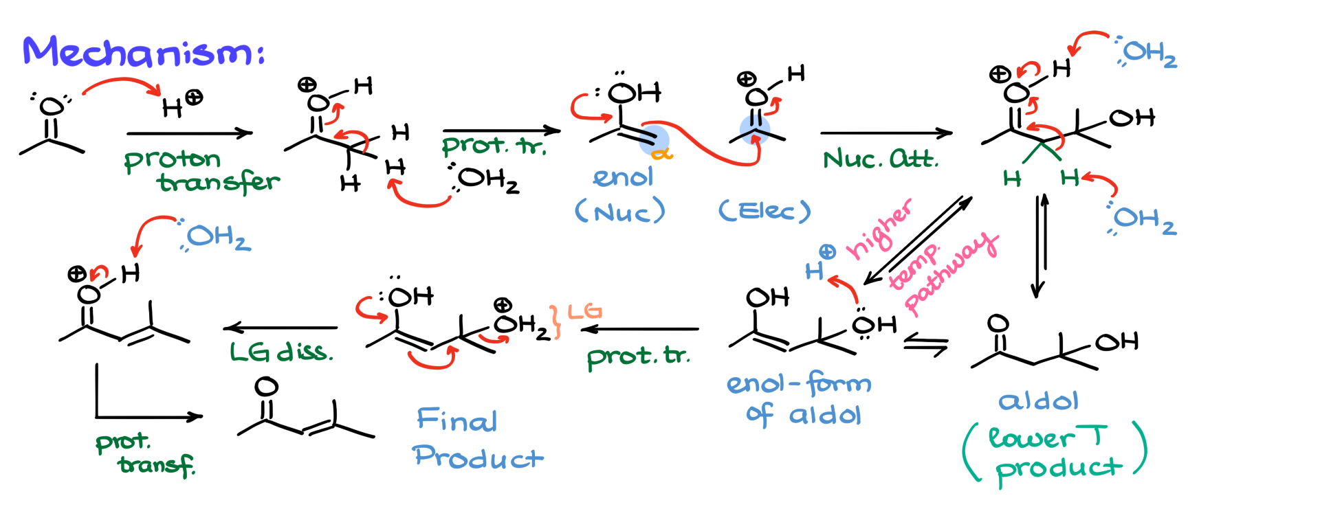 mechanism of the aldol condensation in acidic media