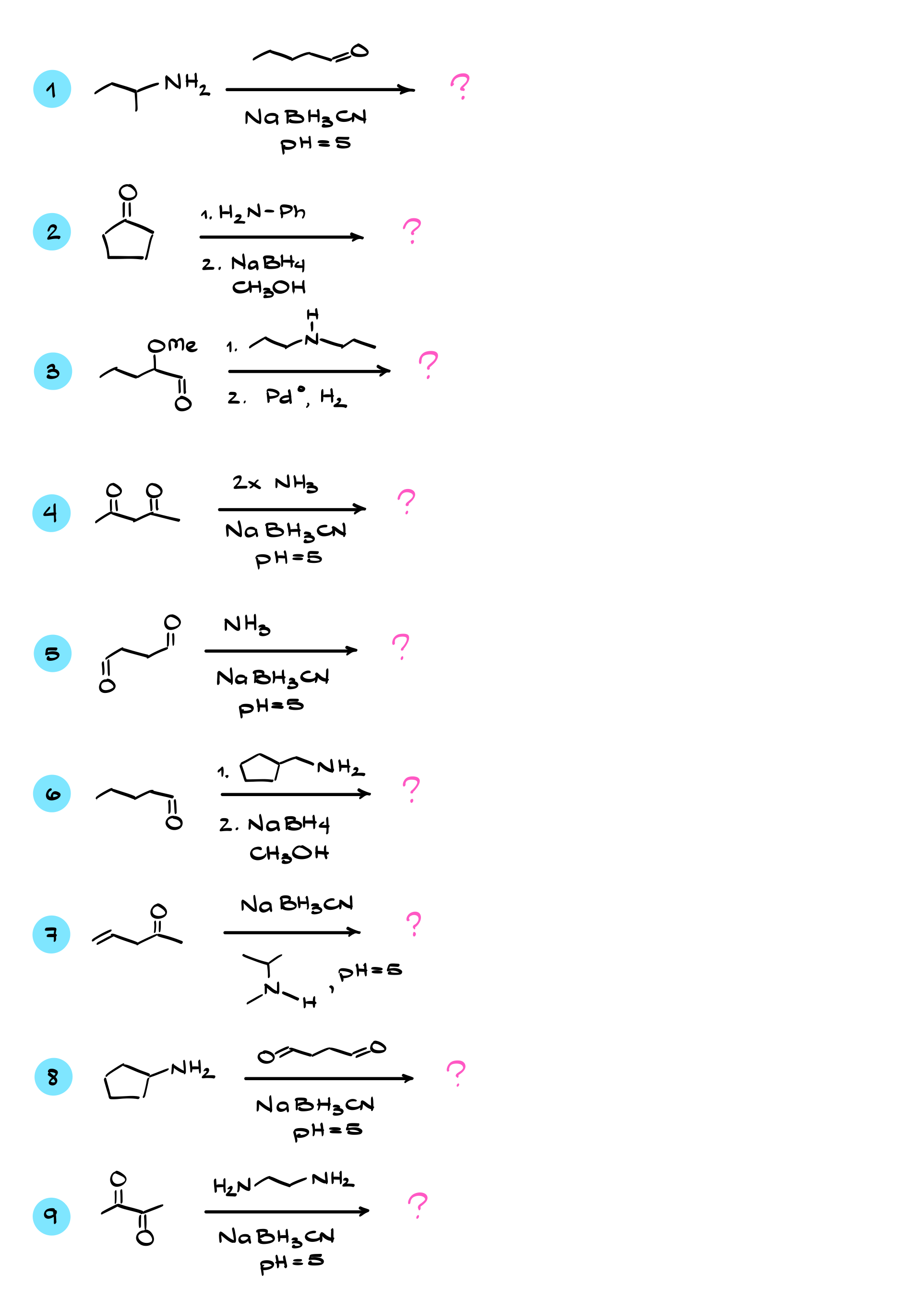 reductive amination practice questions